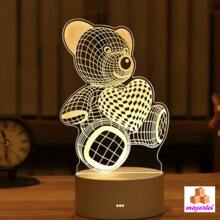 Lampara Acrilico Luz Led 3d Con Diseño Aleatorio 1PZ , Lámpara Led Acrílico 3d Luz De Noche Ilusión - Amarillo Mostaza - Ver 1