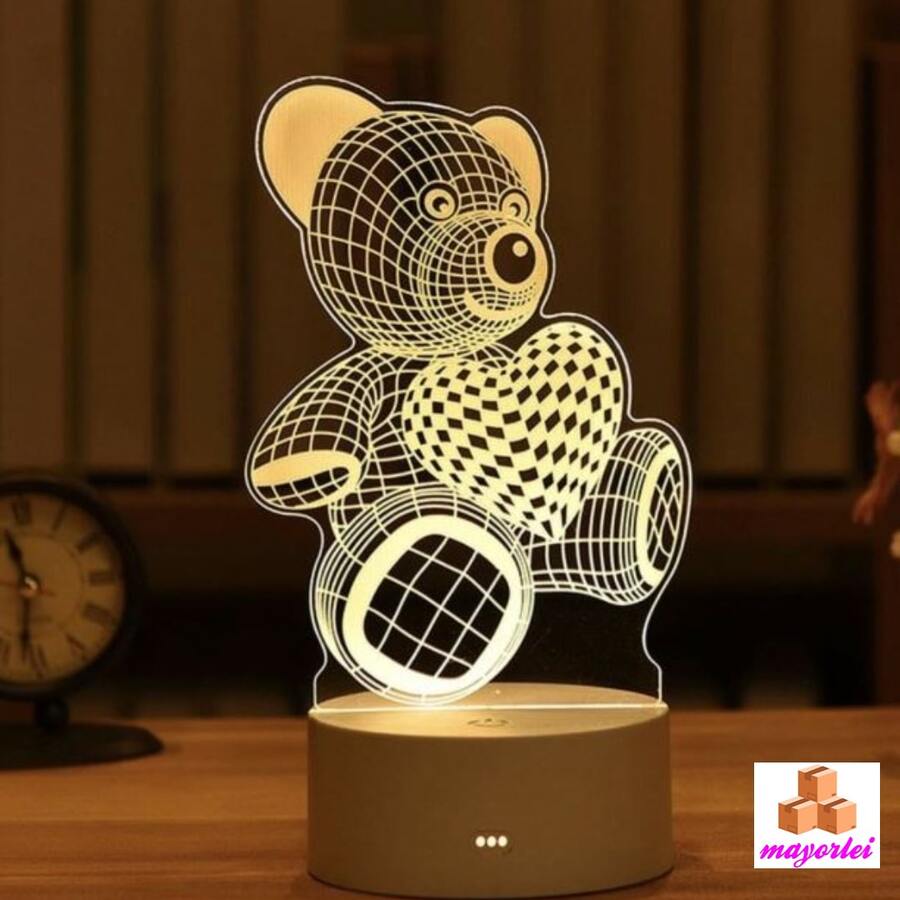 Lampara Acrilico Luz Led 3d Con Diseño Aleatorio 1PZ , Lámpara Led Acrílico 3d Luz De Noche Ilusión - Amarillo Mostaza - Ver 1