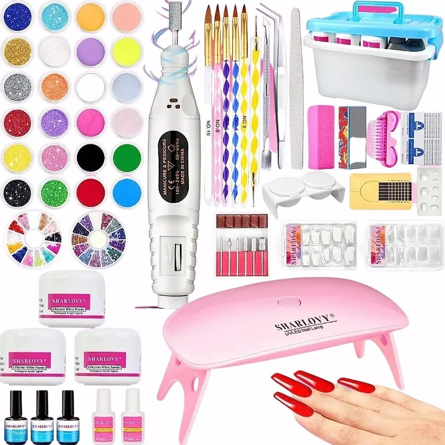 Kit De Uñas Acrílico Polvo Acrílico Y Monómero Líquido Con T - Multicolor - Ver 1