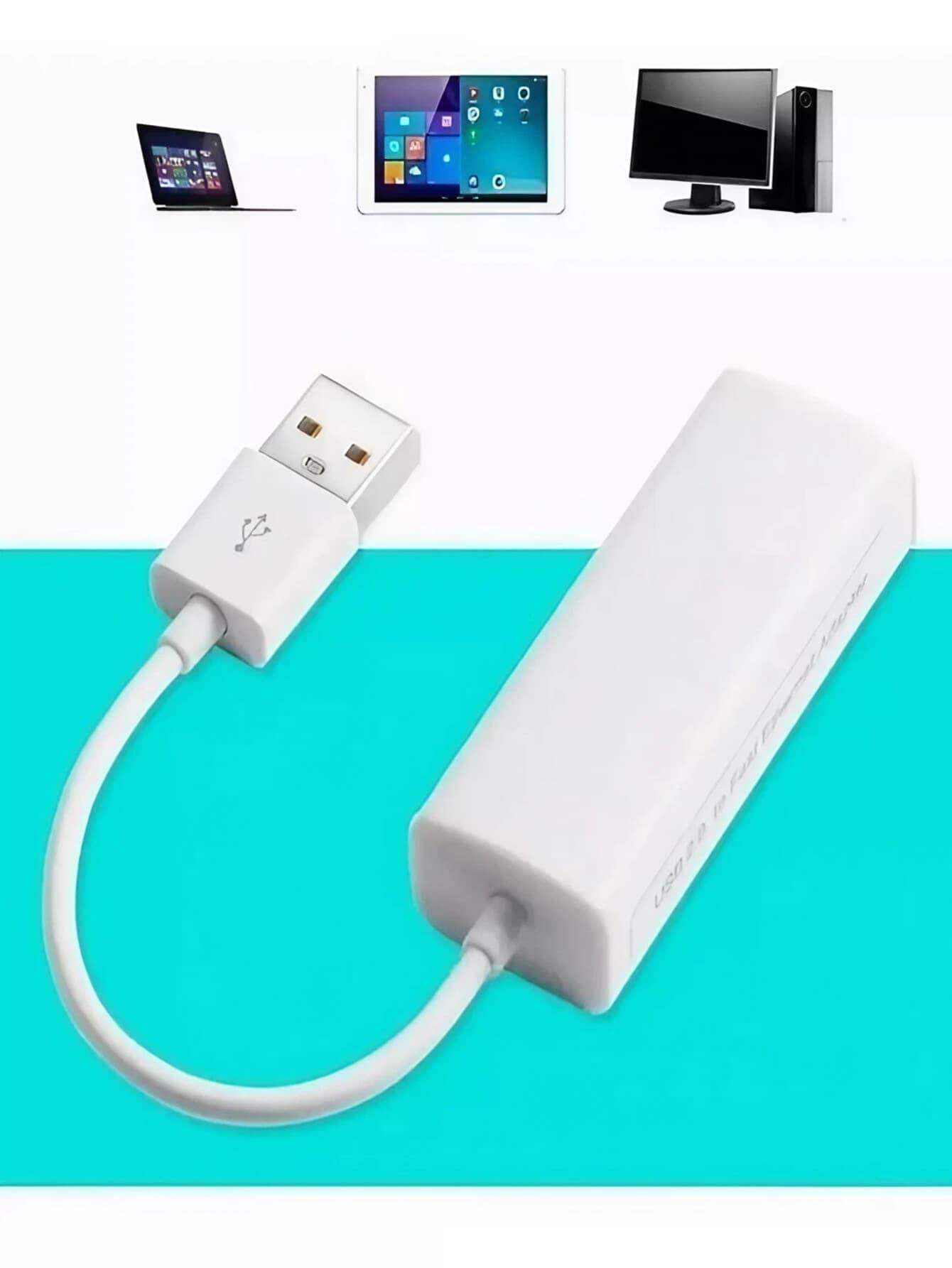 Adaptador Usb Ethernet Red Lan Ethernet Rj45 A Usb 2.0 - Blanco - Ver 1