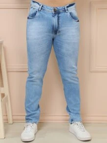 Men Pants - 淺色水洗藍 - 查看 2