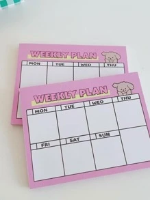 50 Sheets Brown Dog Themed Memo Pad, Daily Planner, Weekly Plan, Reminder Memo Pad,School Supplies,Back To School