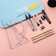 Professional Mechanical Drawing Tools Set With Architectural & Civil Engineering Drafting Instruments, University Compass & Ruler Kit,Rulers - Clear - View 1