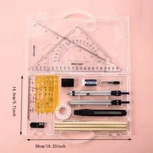 Professional Mechanical Drawing Tools Set With Architectural & Civil Engineering Drafting Instruments, University Compass & Ruler Kit,Rulers - Clear - View 2