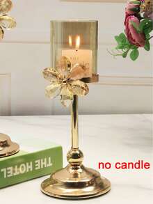 1set Luxury Nordic Style Crystal Candle Holder Ornament For Home Decoration - Gold - View 4