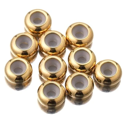 10 pezzi 6/8/10mm Perline distanziatrici in acciaio inossidabile e silicone, materiale ideale per la realizzazione di gioielli fai-da-te come bracciali e collane