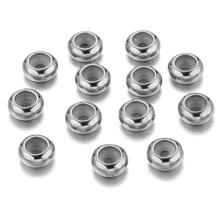 10 piezas de 6/8/10mm cuentas espaciadoras sueltas de silicona de acero inoxidable para pulseras, collares y suministros de joyería DIY
