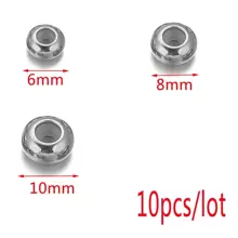 10 piezas de 6/8/10mm cuentas espaciadoras sueltas de silicona de acero inoxidable para pulseras, collares y suministros de joyería DIY