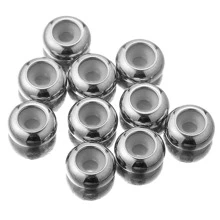 10 piezas de 6/8/10mm cuentas espaciadoras sueltas de silicona de acero inoxidable para pulseras, collares y suministros de joyería DIY