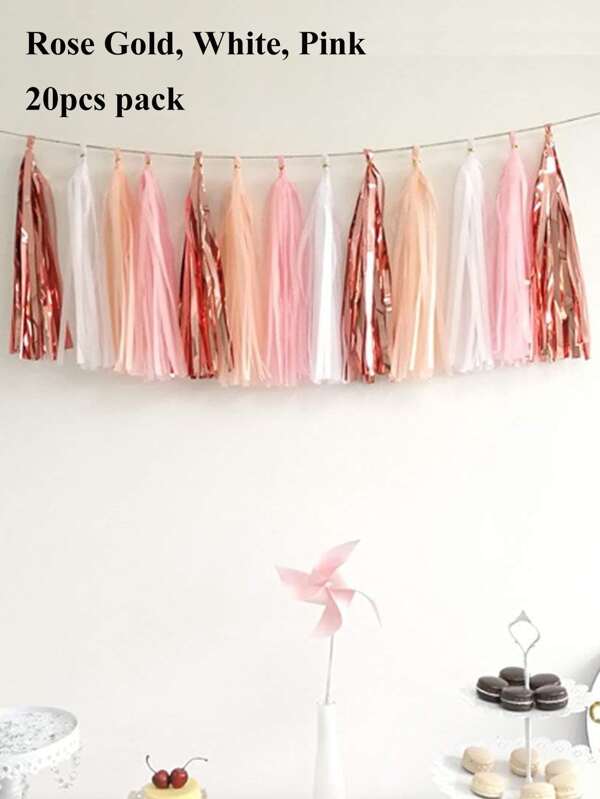 20 pièces DIY Mouchoir Franges Guirlande Festival Fête À Franges Bannière Pour Douche De Bébé Anniversaire Mariage De Mariée Douche Fête Décoration