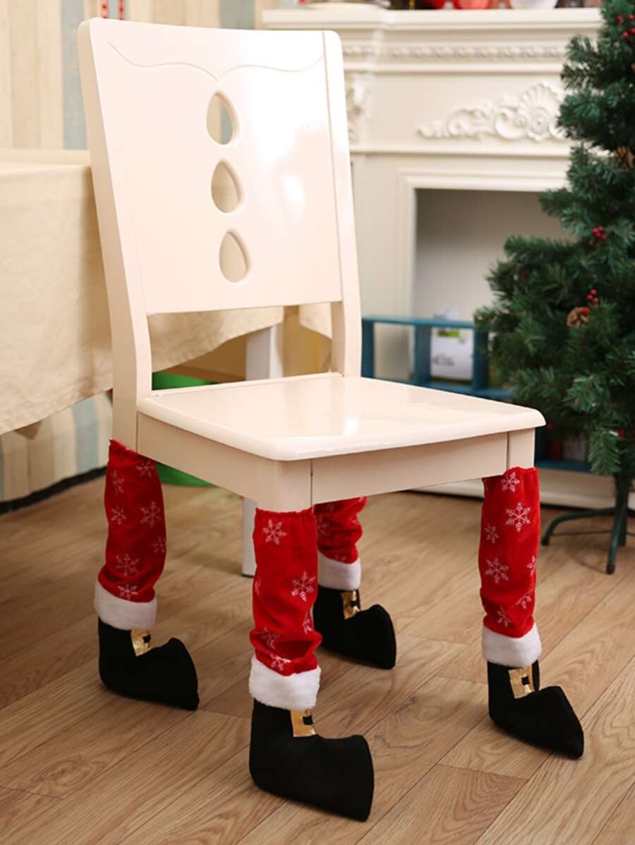 1pc Christmas Home Decoration Table Chair Leg Cover Birthday Christmas Decorations Room Decor - Multicolor - View 1