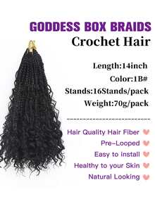 amir hair 件裝女神盒 Br 女式鉤針頭髮 14 英寸短預環鉤針盒 Br 捲髮波西米亞嬉皮 Br 合成編織接發 - 黑色 - 查看 4