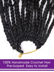 amir hair 件裝女神盒 Br 女式鉤針頭髮 14 英寸短預環鉤針盒 Br 捲髮波西米亞嬉皮 Br 合成編織接發 - 黑色 - 查看 6