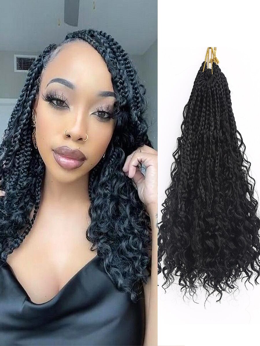 amir hair 件裝女神盒 Br 女式鉤針頭髮 14 英寸短預環鉤針盒 Br 捲髮波西米亞嬉皮 Br 合成編織接發 - 黑色 - 查看 1