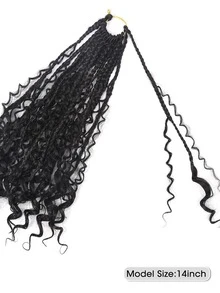amir hair 件裝女神盒 Br 女式鉤針頭髮 14 英寸短預環鉤針盒 Br 捲髮波西米亞嬉皮 Br 合成編織接發 - 黑色 - 查看 5