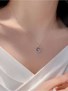 鯨魚頸鍊，陪伴你的鯨魚款，2024年女士新款流行輕奢鎖骨鏈夏季飾品 - 銀色 - 查看 1