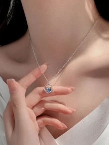 鯨魚頸鍊，陪伴你的鯨魚款，2024年女士新款流行輕奢鎖骨鏈夏季飾品 - 銀色 - 查看 3