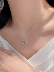 鯨魚頸鍊，陪伴你的鯨魚款，2024年女士新款流行輕奢鎖骨鏈夏季飾品 - 銀色 - 查看 4