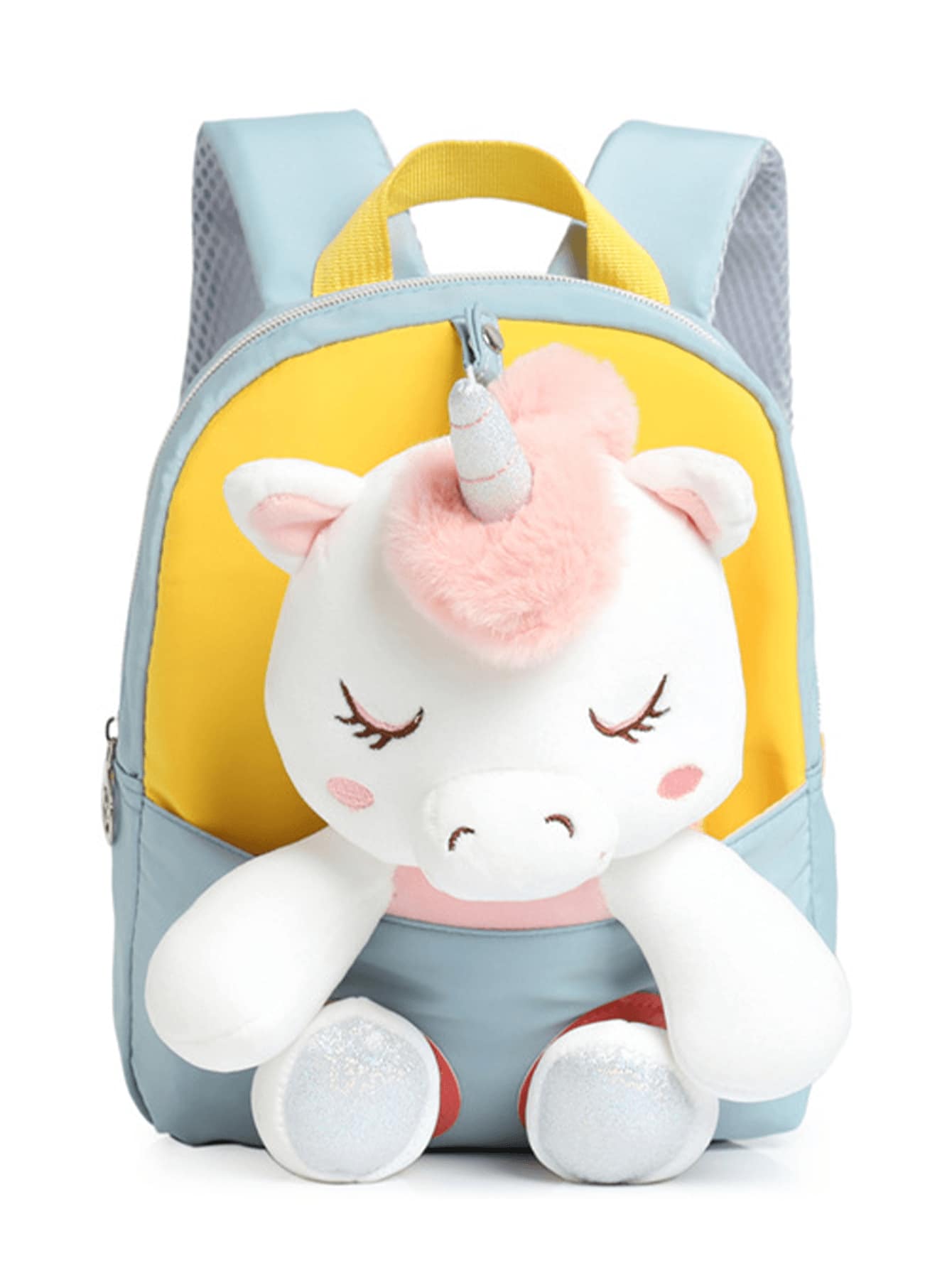 Mochila Escolar para niños Mochila Estudiantes para Primarias Unicornio de bolsa escolar de dibujos animados Peluche Desmontable - verde menta - Ver 1