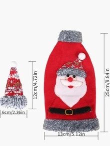 1set Christmas Decorative Embroidered Wine Bottle Cover - Multicolor - View 4
