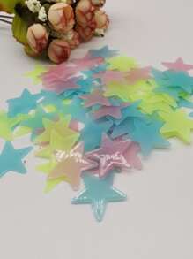 100pcs 3cm Luminous Wall Stickers For Party Decorations, Removable Glowing Star Wall Stickers For Bedroom Ceiling Decor - Multicolor - View 5
