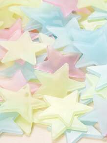 100pcs 3cm Luminous Wall Stickers For Party Decorations, Removable Glowing Star Wall Stickers For Bedroom Ceiling Decor - Multicolor - View 2