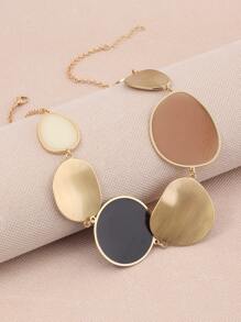 1入組時尚簡約風格圓形圓片光滑表面女士項鍊 - 彩色 - 查看 4