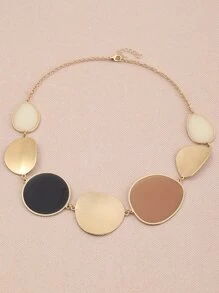 1入組時尚簡約風格圓形圓片光滑表面女士項鍊 - 彩色 - 查看 3