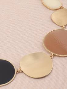 1入組時尚簡約風格圓形圓片光滑表面女士項鍊 - 彩色 - 查看 7