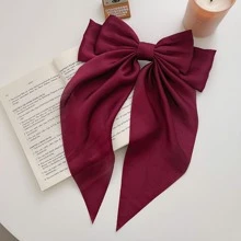 2pcs Hair Bow Clips For Women Large Satin Hair Bows Long-Tail Alligator Clips Big Hair Bow Girls Hair Accessories Wedding Prom Party Charm - Red - View 2