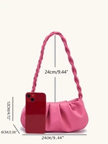 Pleated Underarm Bag - Hot Pink - View 5