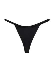 女士性感舒适无缝英文字母图案丁字裤，黑色 - 黑色 - 查看 5