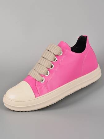Women Two Tone Lace Up Front Skate Shoes, Sporty Outdoor Sneakers