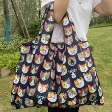 Large Capacity Portable Shopping Lightweight Foldable Tote Bag For Hand And Shoulder Carrying - Multicolor - View 3