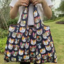 Large Capacity Portable Shopping Lightweight Foldable Tote Bag For Hand And Shoulder Carrying - Multicolor - View 5