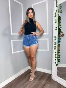 Women Denim Shorts - Light Wash - View 1