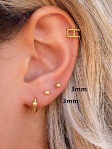 流行3圓形耳釘適合女士3/4/5mm球不銹鋼女性耳環首飾類