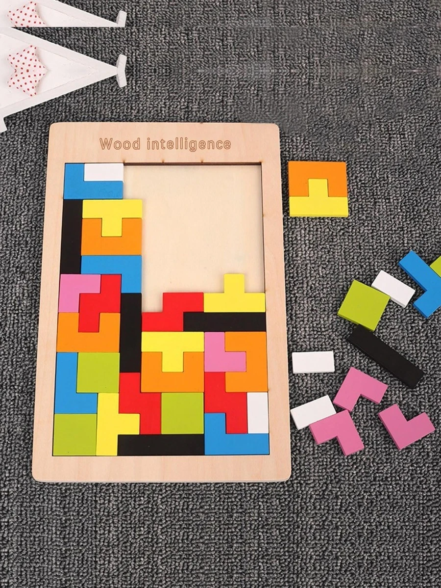 1set Wooden Puzzle Block, Modern Color Block Puzzle Block Toy For Kids,Wooden Blocks Wholesale Children's Baby Puzzle Toy Russian Three-Dimensional Puzzle