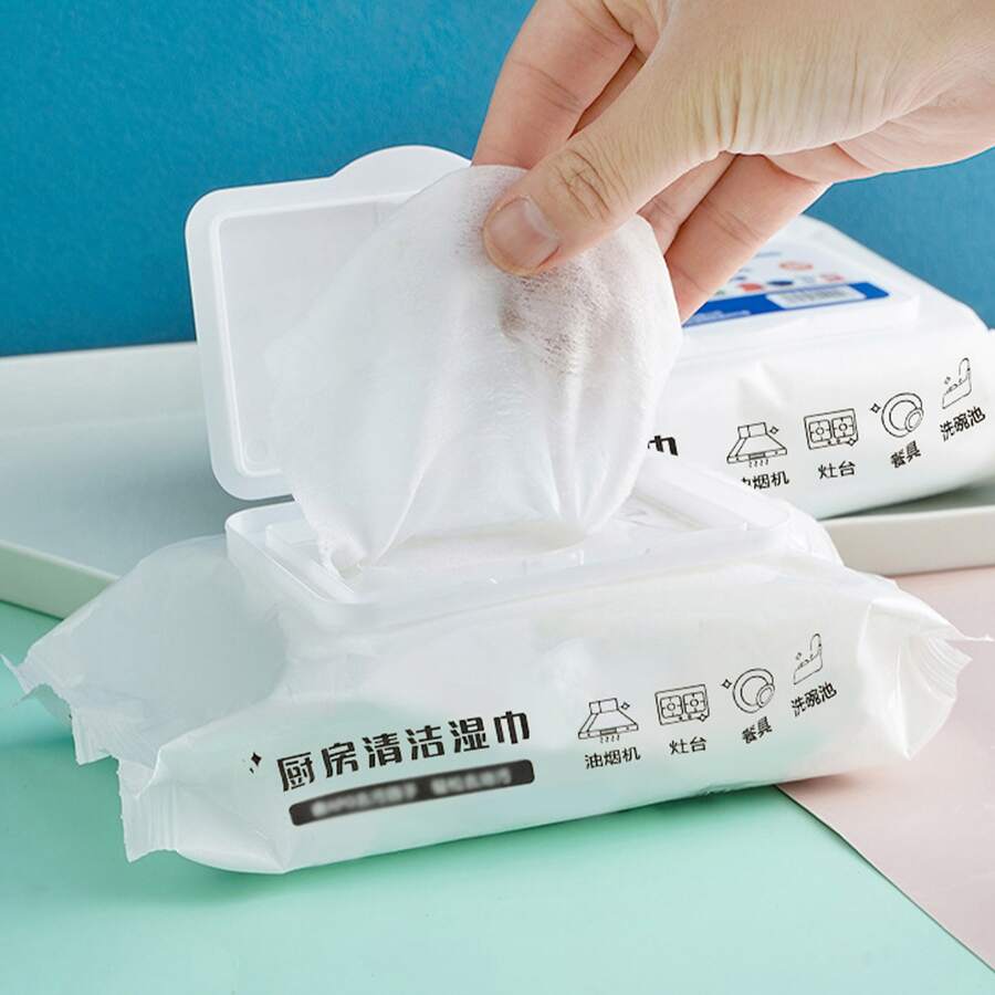 1 pieza Toallitas húmedas específico de la cocina para limpieza ( contar ) - Blanco - Ver 1