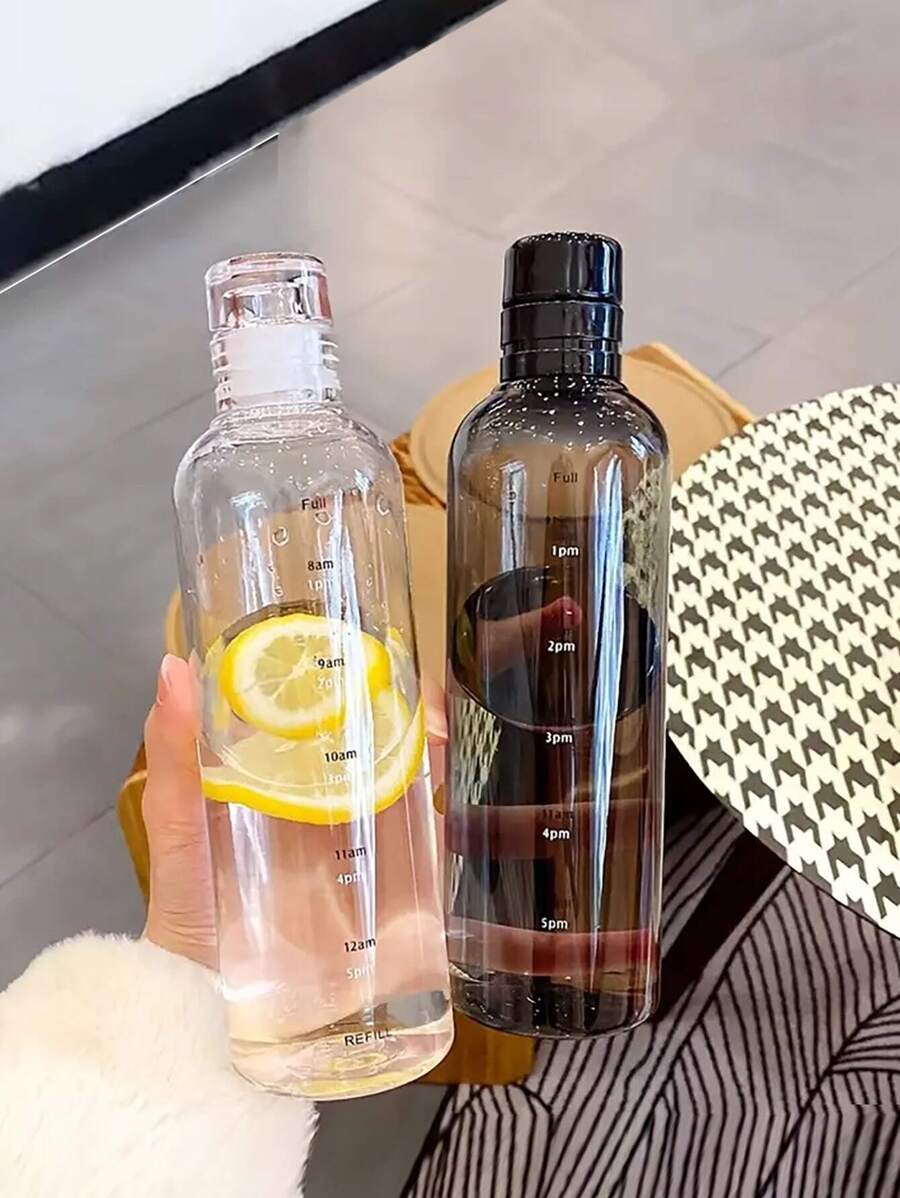 Cốc đo thời gian, Bình nước nhựa di động cho phụ nữ, Cốc đựng nước dung tích lớn, Cốc đựng nước cực kỳ hấp dẫn 1 chiếc, Dùng ngoài trời, Cắm trại - Trong sáng - Xem 1
