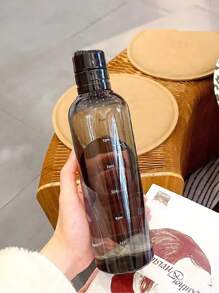 1pc High Capacity Plastic Water Bottle With Time Scale, Portable And Beautiful Drinking Cup For Women, For Outdoor, Camping - Black - View 7