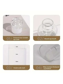1pc High Capacity Plastic Water Bottle With Time Scale, Portable And Beautiful Drinking Cup For Women, For Outdoor, Camping - Black - View 5