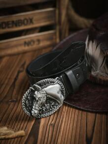 1入組時尚女性西方風格PU皮腰帶帶打孔機 - 黑色 - 查看 2