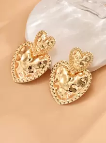 1 Paar herzförmige Ohrringe, europäisch-amerikanischer modischer Schmuck, Metall-Textur, minimalistischer und süßer Stil. Valentinstag, Mama, Mutter, Muttertag, Geschenk