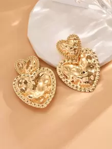 1 Paar herzförmige Ohrringe, europäisch-amerikanischer modischer Schmuck, Metall-Textur, minimalistischer und süßer Stil. Valentinstag, Mama, Mutter, Muttertag, Geschenk