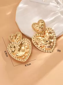 1 Paar herzförmige Ohrringe, europäisch-amerikanischer modischer Schmuck, Metall-Textur, minimalistischer und süßer Stil. Valentinstag, Mama, Mutter, Muttertag, Geschenk