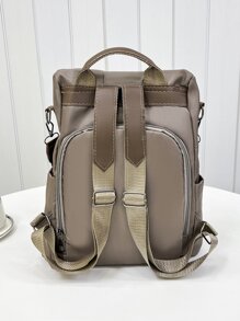 防水、轻便、防盗中号经典背包黑色简约可调节肩带书包适合毕业生、少女、大一、大二、大三和大四学生、大学和高中，非常适合户外、旅行和返校拉链、多功能、存储、便携式学校用品、学校背包大学、工作、高中、返校、旅行、户外适合少女、适合在校学生、适合女士、适合女性复古、可爱、时尚、简约、时尚皮革背包 - 卡其色 - 查看 3