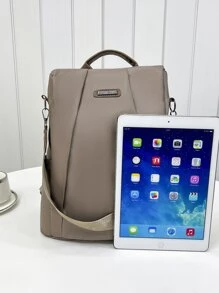 防水、轻便、防盗中号经典背包黑色简约可调节肩带书包适合毕业生、少女、大一、大二、大三和大四学生、大学和高中，非常适合户外、旅行和返校拉链、多功能、存储、便携式学校用品、学校背包大学、工作、高中、返校、旅行、户外适合少女、适合在校学生、适合女士、适合女性复古、可爱、时尚、简约、时尚皮革背包 - 卡其色 - 查看 4