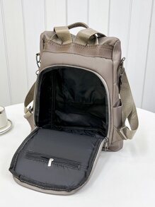 防水、轻便、防盗中号经典背包黑色简约可调节肩带书包适合毕业生、少女、大一、大二、大三和大四学生、大学和高中，非常适合户外、旅行和返校拉链、多功能、存储、便携式学校用品、学校背包大学、工作、高中、返校、旅行、户外适合少女、适合在校学生、适合女士、适合女性复古、可爱、时尚、简约、时尚皮革背包 - 卡其色 - 查看 5