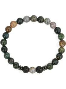 3入組男士多層天然石頭手環 - 黑與白 - 查看 4